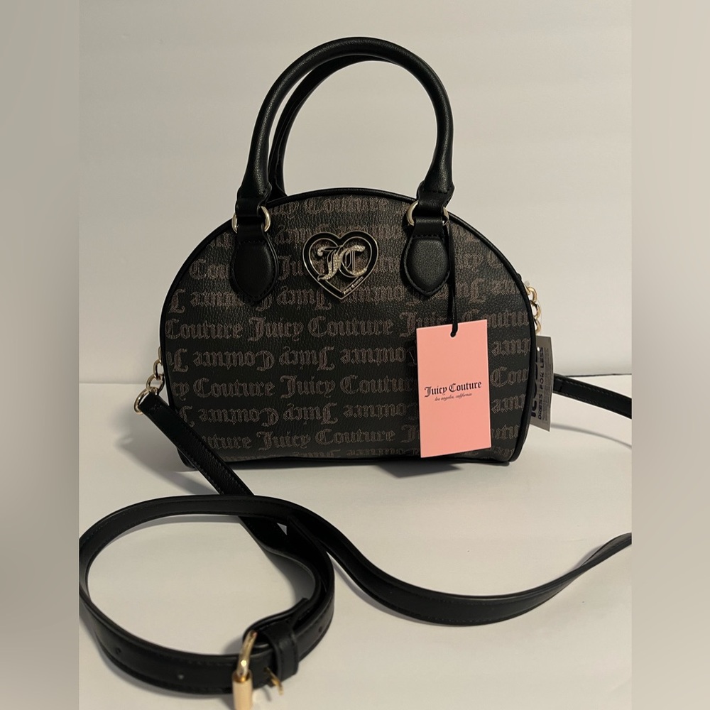 NWT Juicy Couture Gothic Dots Black Flawless Dome Satchel Crossbody Bag OS - Picture 1 of 11